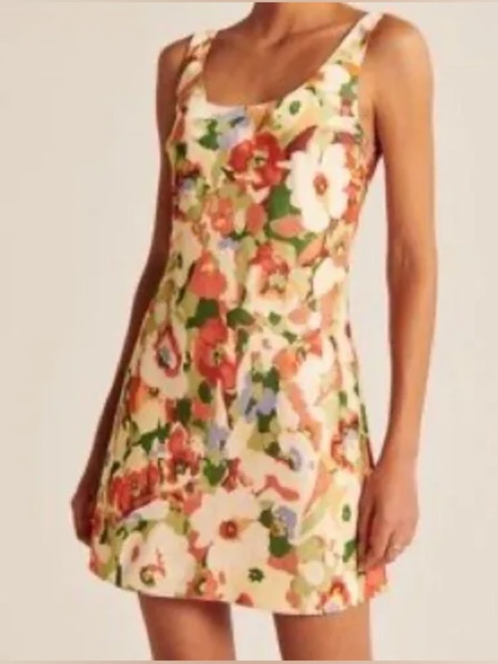 Abercrombie & Fitch Floral Scoop Neck Mini Dress Large Wedding Guest Beach Vaca